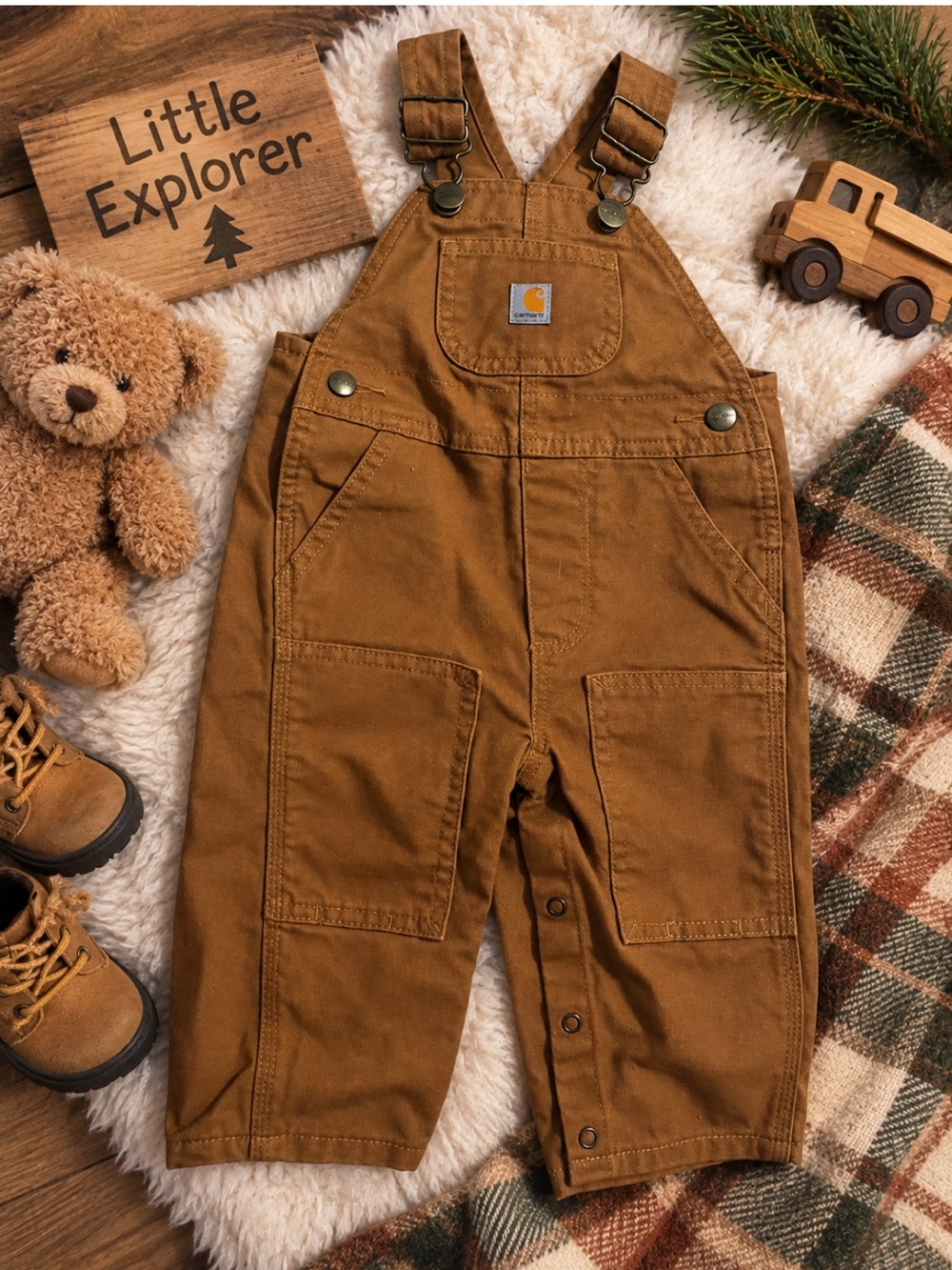 Carhartt Kids Brown Canvas Overalls